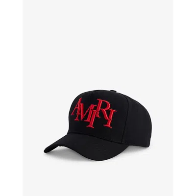 Amiri Mens Black Red Staggered Brand-embroidery Cotton Baseball Cap