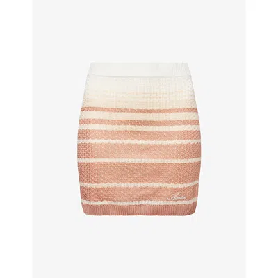 Amiri Mens Dusk Pink Stripe Knitted Mini Skirt In Neutral