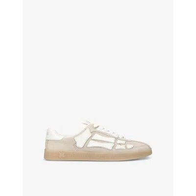 AMIRI MENS BEIGE PACIFIC BONES BRANDED SUEDE LOW-TOP TRAINERS EUR 42 / 8 UK