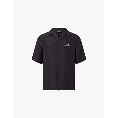 Amiri Mens  Logo-embroidery Camp Woven Shirt Black