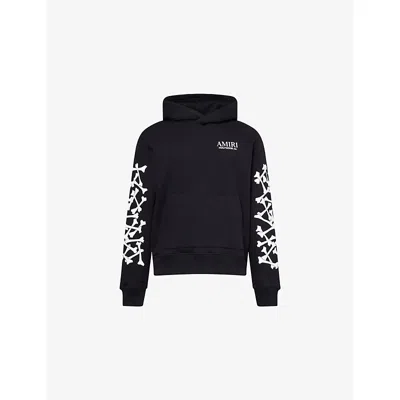 Amiri Mens Black Bones Stacked Embellished Cotton Hoody