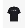 Amiri Black Crewneck T-shirt With Logo Lettering Print On The Front In Cotton Man