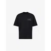 Amiri Mens Black Crystal Script-logo Cotton-jersey T-shirt In Black