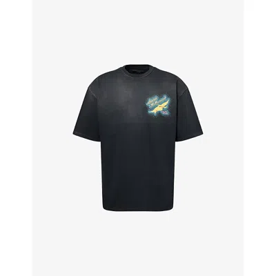 Amiri Mens Black Crystal Wings Relaxed-fit Cotton-jersey T-shirt