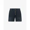 Amiri Mens Black Embroidered-logo Bleached Cotton-jersey Shorts In Blue