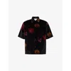Amiri Mens Black Floral Velvet Cotton Shirt In Black