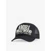 Amiri Mens Black Hollywood Adjustable Cotton Trucker Hat In Black