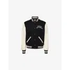 Amiri Mens Hollywood Embroidered-text Wool-leather Blend Bomber Jacket Black Xl In Black