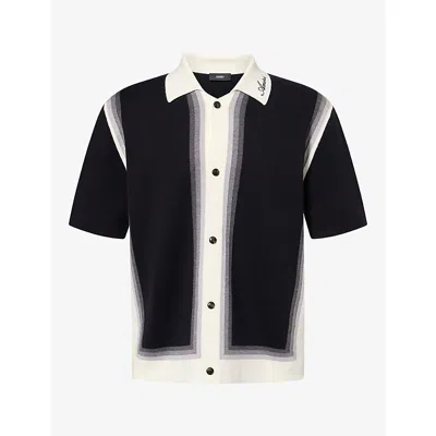 Amiri Mens Black Lasso Striped Wool Shirt