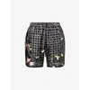 Amiri Silk Bermudas With Pattern And Adjustable Waistband In Black