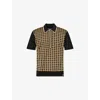 Amiri Mens Black Quad Zip Monogram Knitted Polo Shirt In Brown