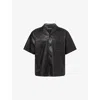 Amiri Short Sleeve Leather Jacket With Chest Pocket In Black