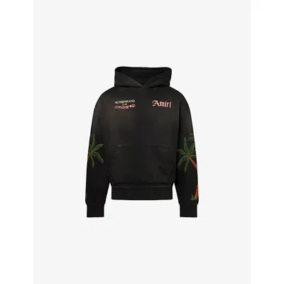 Amiri Mens Black Sinners Embroidered Cotton-jersey Hoodie