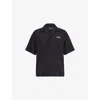 Amiri Mens Black Spirit Logo-patch Woven Bowling Shirt In Black
