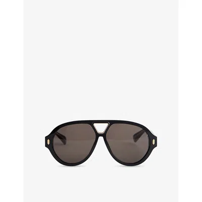 Amiri Mens Black Sunset Aviator-frame Acetate Sunglasses