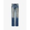 Amiri Mens Blue Slashed Boot-cut Denim Jeans In Blue