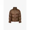 Amiri Mens Dark Brown Bones Logo-patch Shell-down Jacket In Brown