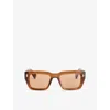 Amiri Mens Brown Hollywood Rectangle-frame Acetate Sunglasses In Brown