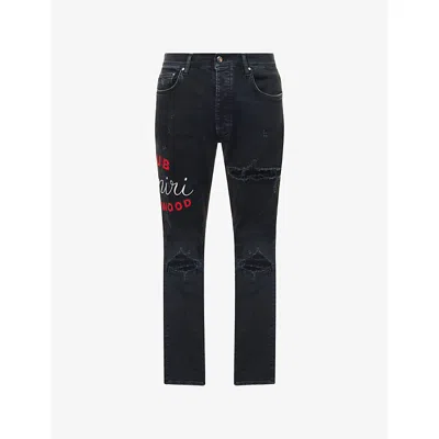 Amiri Mens Dusk Black Club  Mx1 Stretch-denim Blend Jeans
