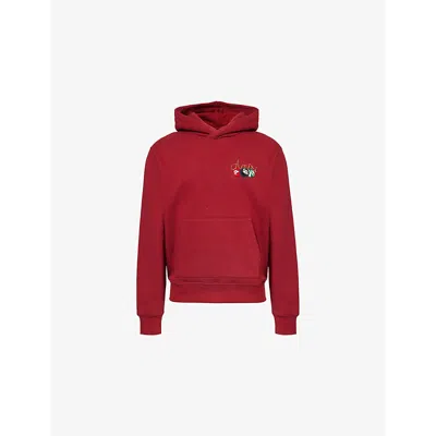 Amiri Mens Deep Red Pool Cue Kangaroo-pocket Beads Relaxed-fit Cotton-jersey Hoody