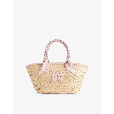 Amiri Mens  Micro Raffia Tote Bag In Neutral
