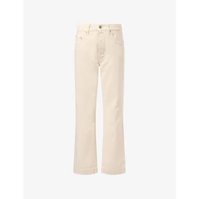 Amiri Mens Ecru Straight-leg Flared Denim Jeans In White