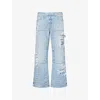 Amiri Mens Faded Indigo Repair Carpenter Monogram Denim Jeans