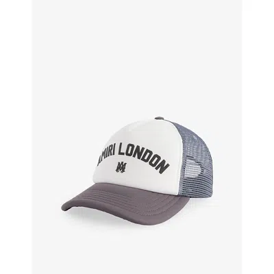 Amiri Mens Grey  London Structured Cotton Trucker Hat In Gray
