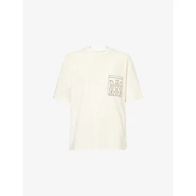 Amiri Mens Ivory Oversized Patch-pocket Cotton T-shirt In White
