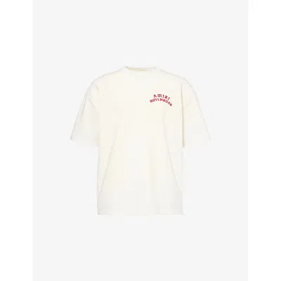 Amiri Mens Holly Text-print Cotton T-shirt Ivory Red In Neutral