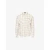 Amiri Light Camel Cotton Bleach Patch Flannel Bandana Shirt In Brown