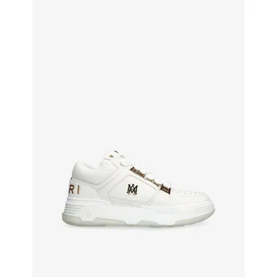AMIRI MENS WHITE METALLIC MA-1 LEATHER TRAINERS EUR 43 / 9 UK