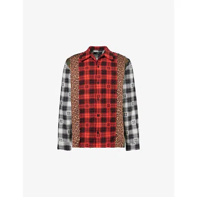 Amiri Mens Multi Spliced Ma Quad Cotton Flannel Shirt Xl