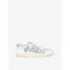 Amiri Leather Sneakers Featuring Skeleton Applique In Blue
