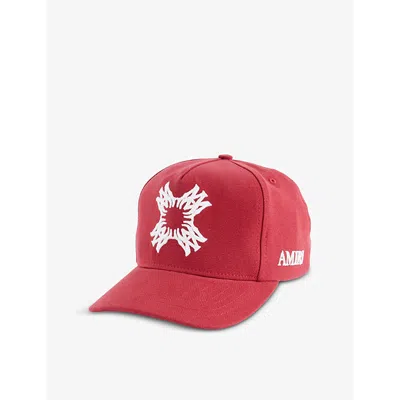 Amiri Mens Quad Embroidered Cotton Baseball Cap Deep Red