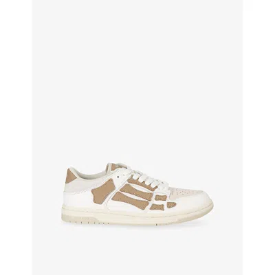 Amiri Mens Tan Comb Skel Low Leather Trainers Eur 42 / 8 Uk In Multi