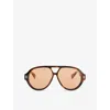 Amiri Mens Tortoise Shell Sunset Aviator-frame Acetate Sunglasses In Brown