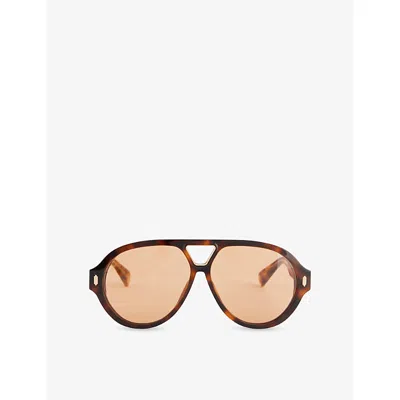 Amiri Mens Tortoise Shell Sunset Aviator-frame Acetate Sunglasses In Brown