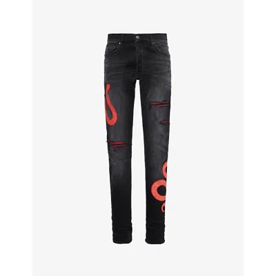 Amiri Mens Vintage Black Faded-wash Skinny-leg Slim-fit Stretch-denim Jeans