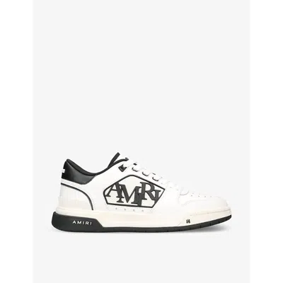 Amiri White Low Top Sneakers With Logo Patch On The Side And Contrasting Heel With Logo Lettering In Leath In Multi