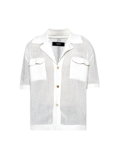 Amiri Mesh Polo Shirt Sand In White