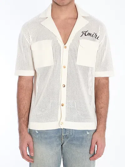 Amiri Mesh Polo Shirt In White