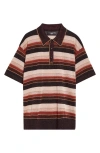 Amiri Metallic Stripe Oversize Polo In Brown