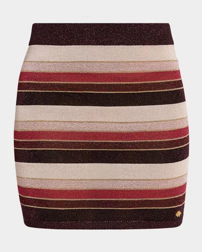 Amiri Metallic Striped Mini Skirt In Blue