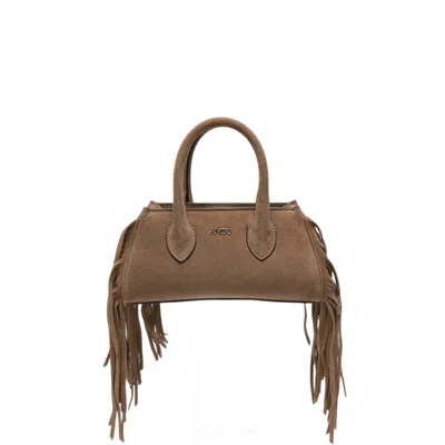 Amiri Micro Fringed Suede Tote Bag In Brown