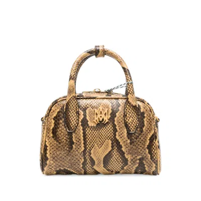 Amiri Micro Ma Snake-effect Logo-plaque Mini Bag In Brown/neutrals