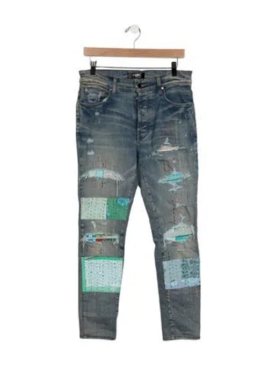 Pre-owned Amiri Mid-rise Skinny Leg Jeans In Blue