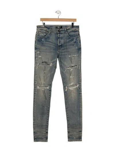 Pre-owned Amiri Mid-rise Skinny Leg Jeans In Blue