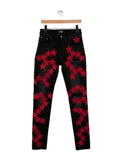 Pre-owned Amiri Mid-rise Skinny Leg Jeans In Red