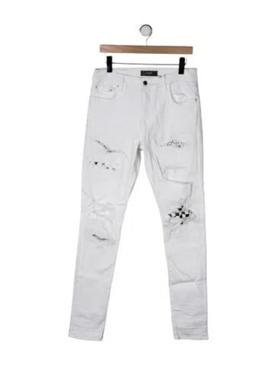 Pre-owned Amiri Mid-rise Skinny Leg Jeans In White